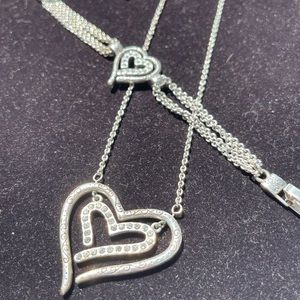 3pc Brighton Set, Silver and Crystals, Necklace, Bracelet and Earrings